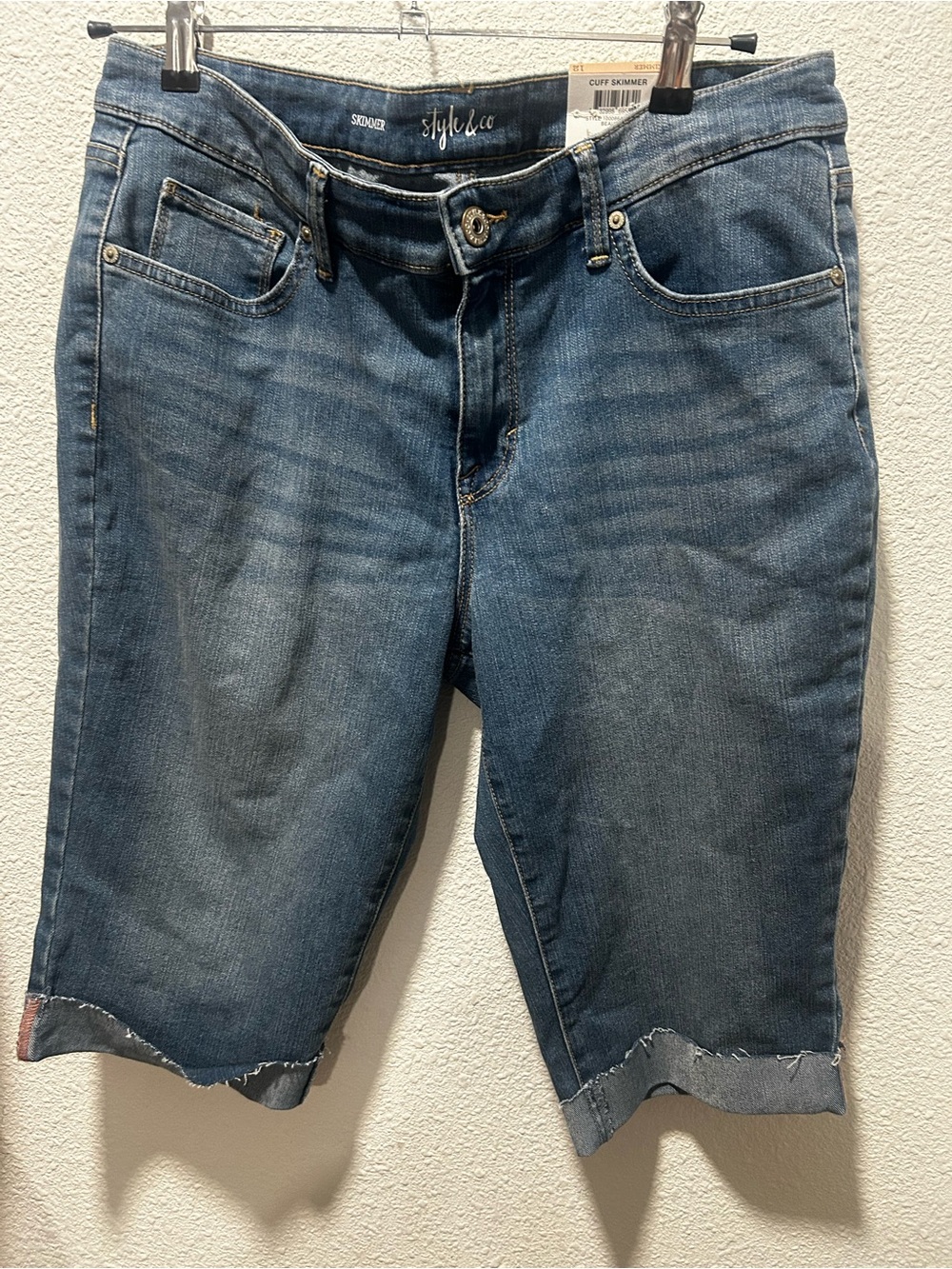 Style & Co. Distressed Mid-Blue Denim Bermuda Shorts